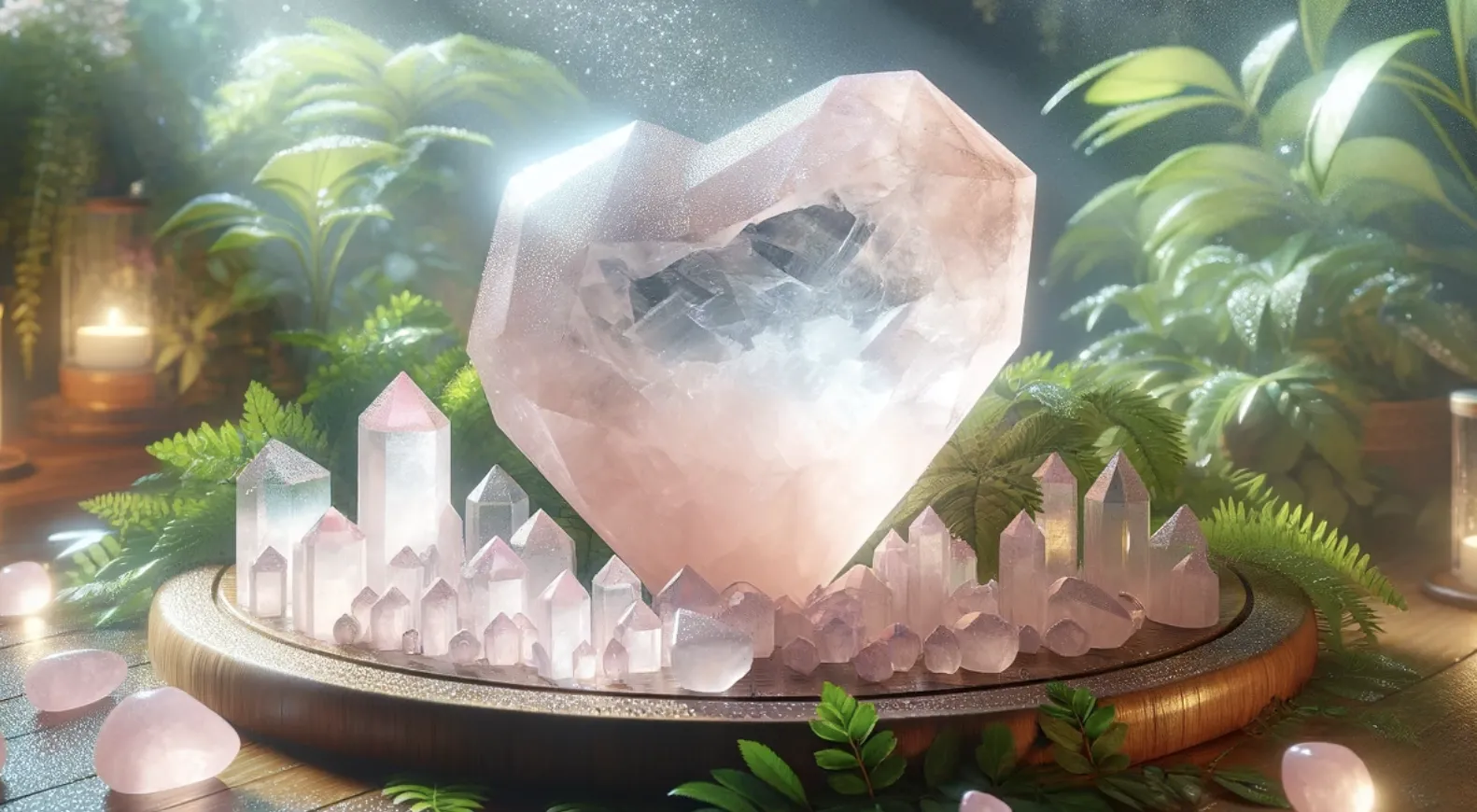 heart rose quartz crystal
