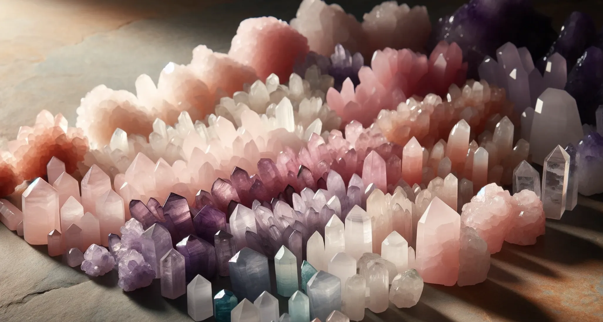 selection of different healing crystals