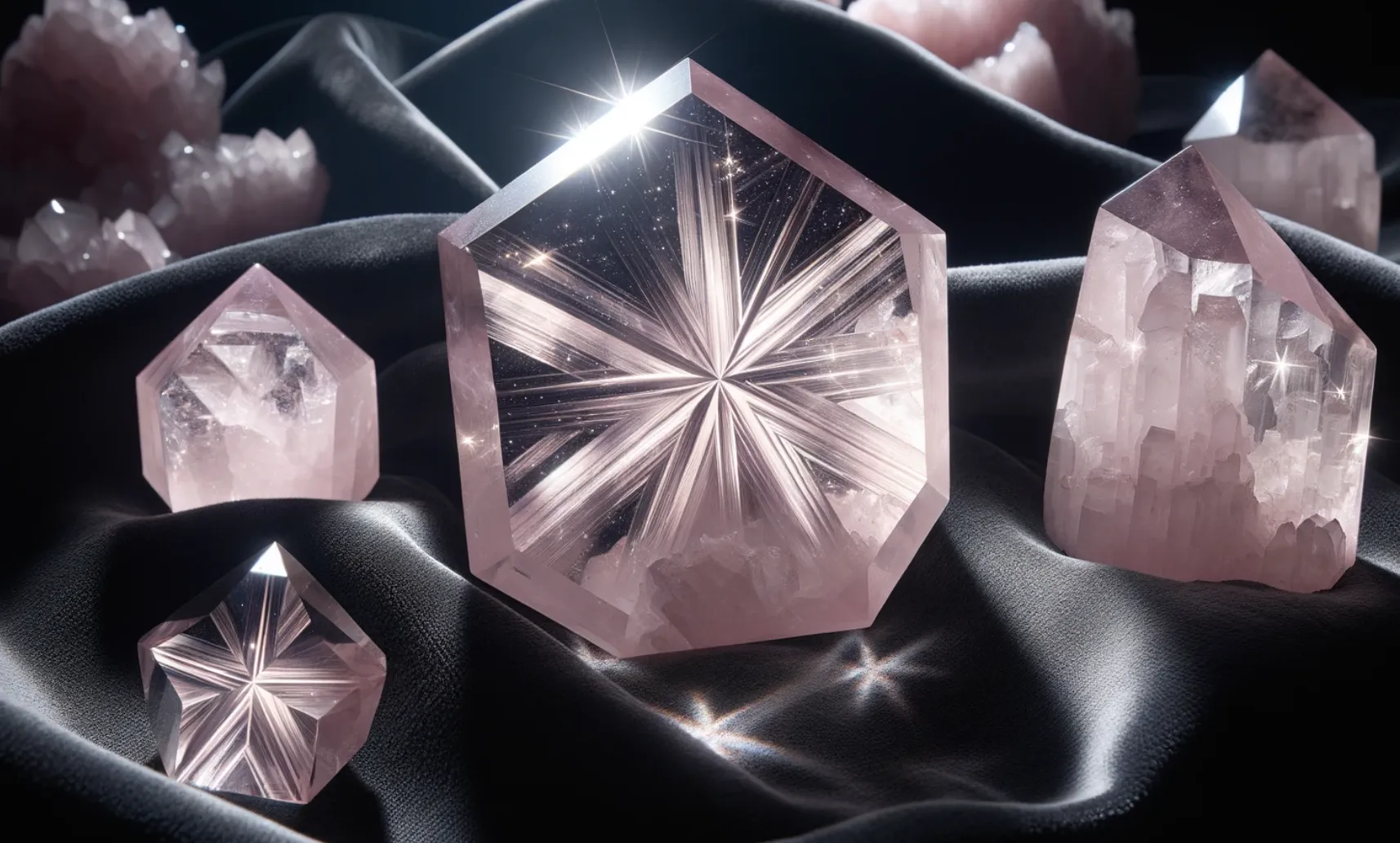 close up photo of star rose quartz crystal