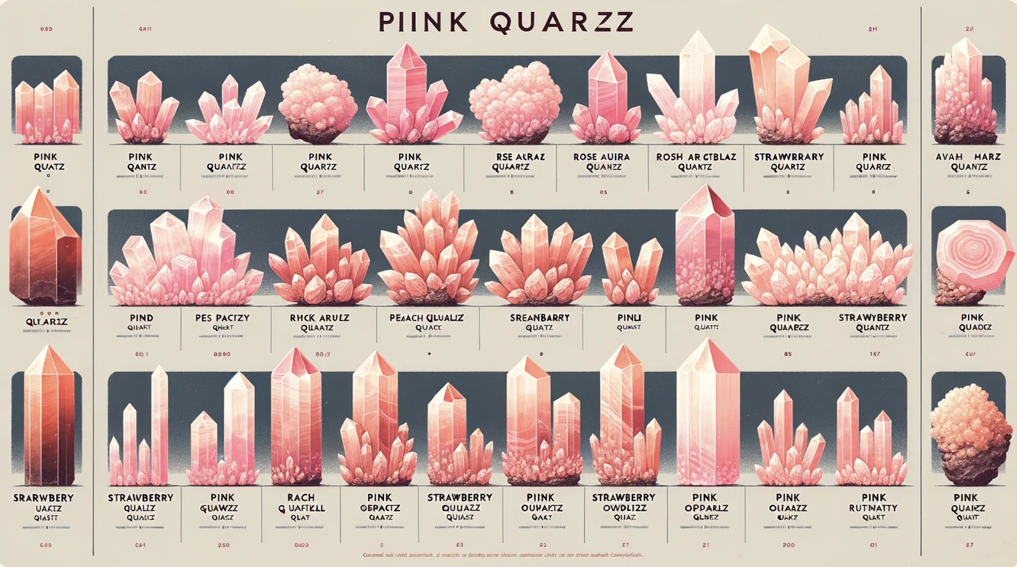infographic of the different variations of quartz crystals